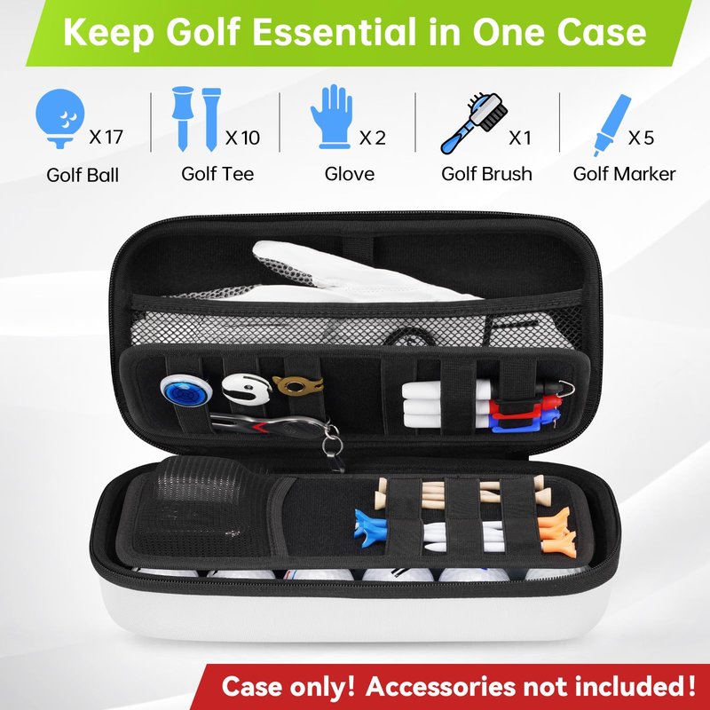 YOREPEK Golf Glove Holder with Removable Glove Shaper, Golf Valentines Gift, Protective Hard Shell Golf Accessories Case Bag with 2 Dividers Fits Balls, Tees, Markers, Cool Gifts for Golfers