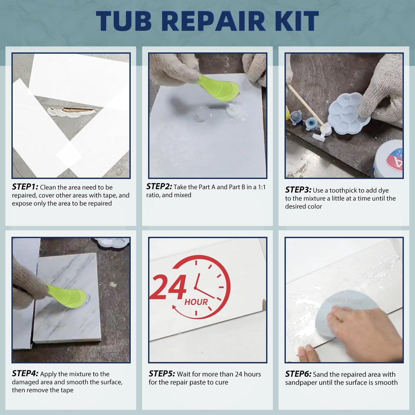 Krbnk Fiberglass Boat Repair Kit, Gel Coat & Marine Grade Fiberglass Repair Kit for Boats, Kayaks, Jet Skis - Color Matching Epoxy Filler for Holes, Cracks, Chips - UV Resistant, Waterproof