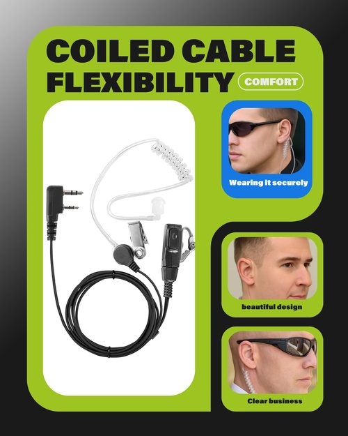 2-Pack K-Type Air Tube Headset Earpiece with Mic PTT for Global-ptt G0 G5 and Compatible with Rapid Radios Kenwood SAMCOM Two Way Walkie Talkies (K-Type)