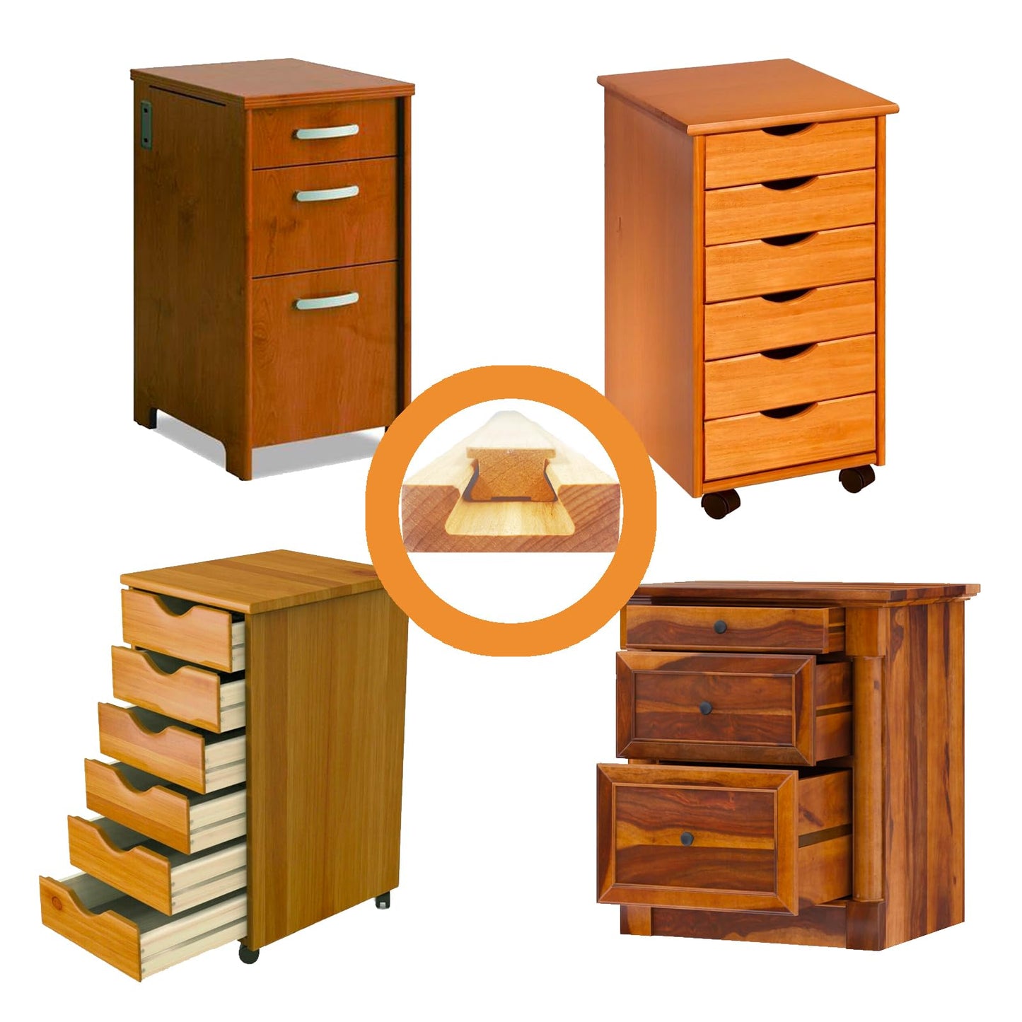 1 PCS Wooden Undermount Drawer Slides Classic Guide Center Mount Track 15.7 Inchs, Wood Drawer Glides Bottom Rails Replacement Kit (S002)