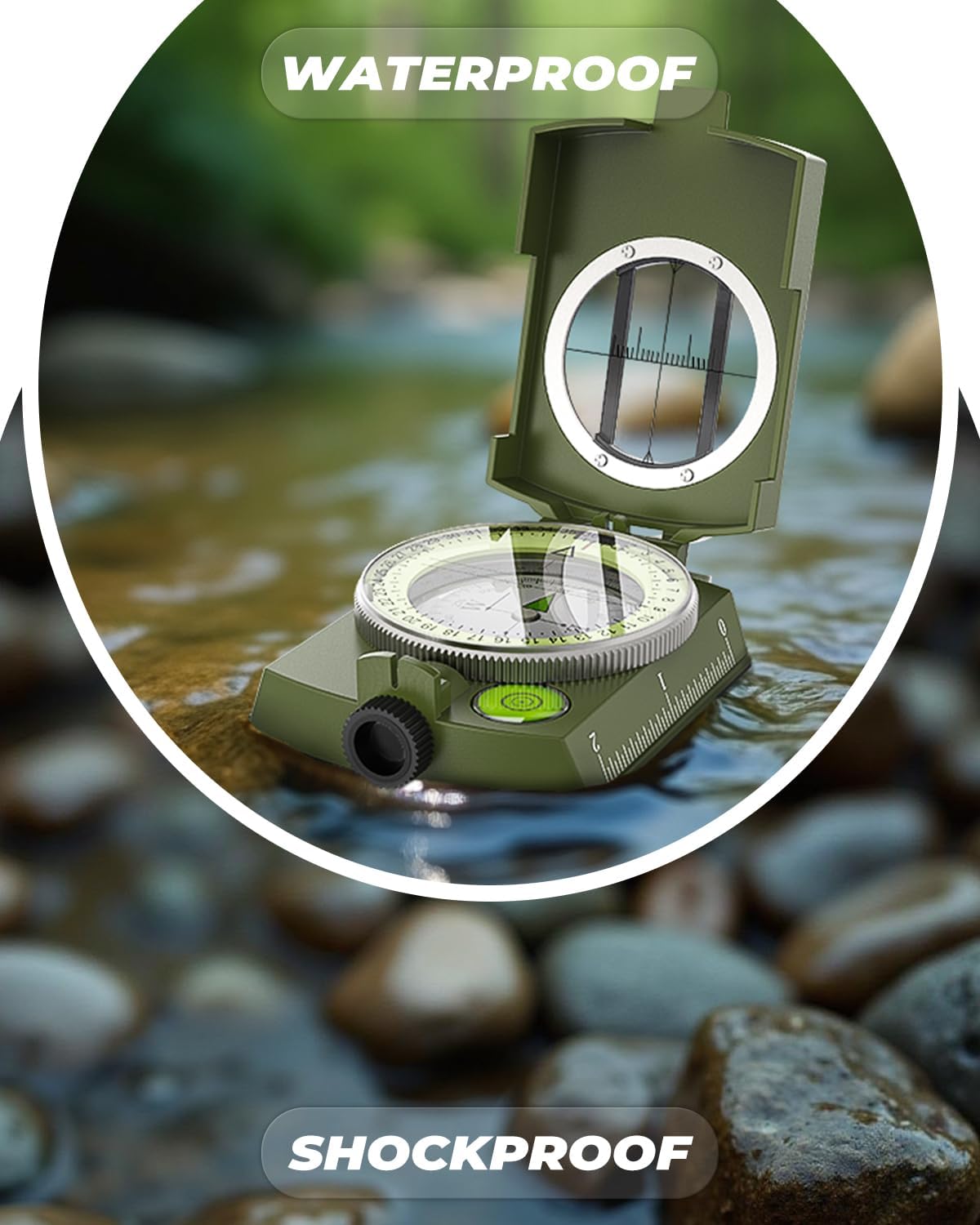 Sportneer Compass - Accurate Lightweight Orienteering Compass with Glow-in-the-Dark Feature | Waterproof Hiking Essential