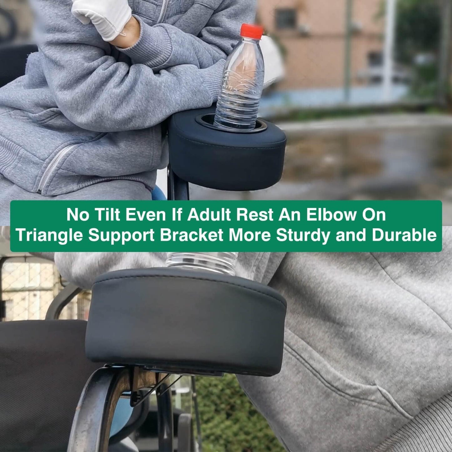 LEAPGOMAX No Drilling Golf Cart Armrest with Cup Holder Phone Bag Golf Tree Holder for Rear Seat, Triangle Support Frame Fits 1" Side Square Tube EZGO Club Car DS Precedent Yamaha Golf Carts Arm Rest