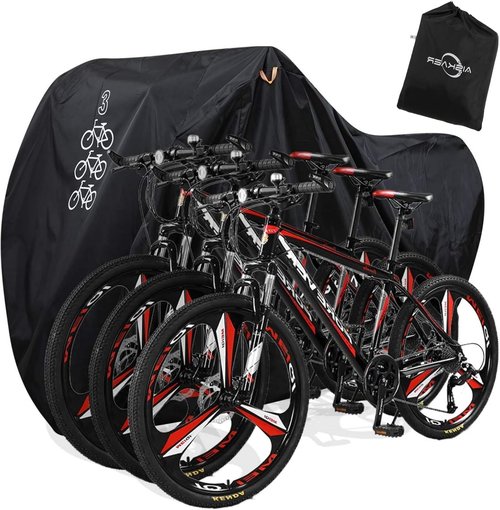 Aiskaer Bike Cover - Waterproof Heavy Duty Protection for 2-3 Bikes | Black Polyester