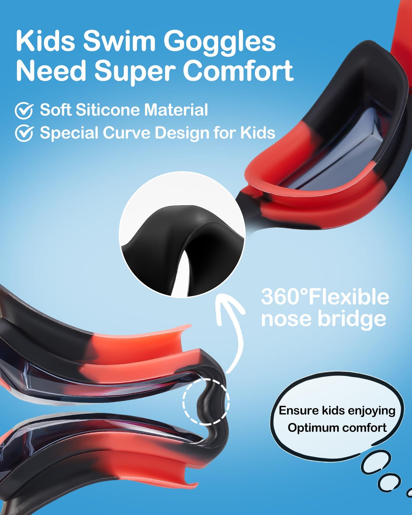Aegend Swim Goggles for Kids Youth 3-14 Anti-Fog Anti-UV Comfort Fit Goggles for Swimming