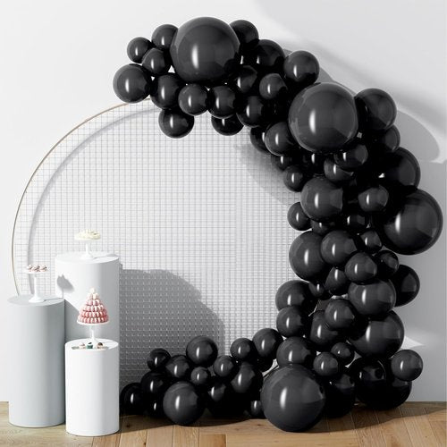 DECOCKRAT Black Latex Balloons Set - 130PCS in Various Sizes (5-18 Inch) | Perfect for Parties & Celebrations