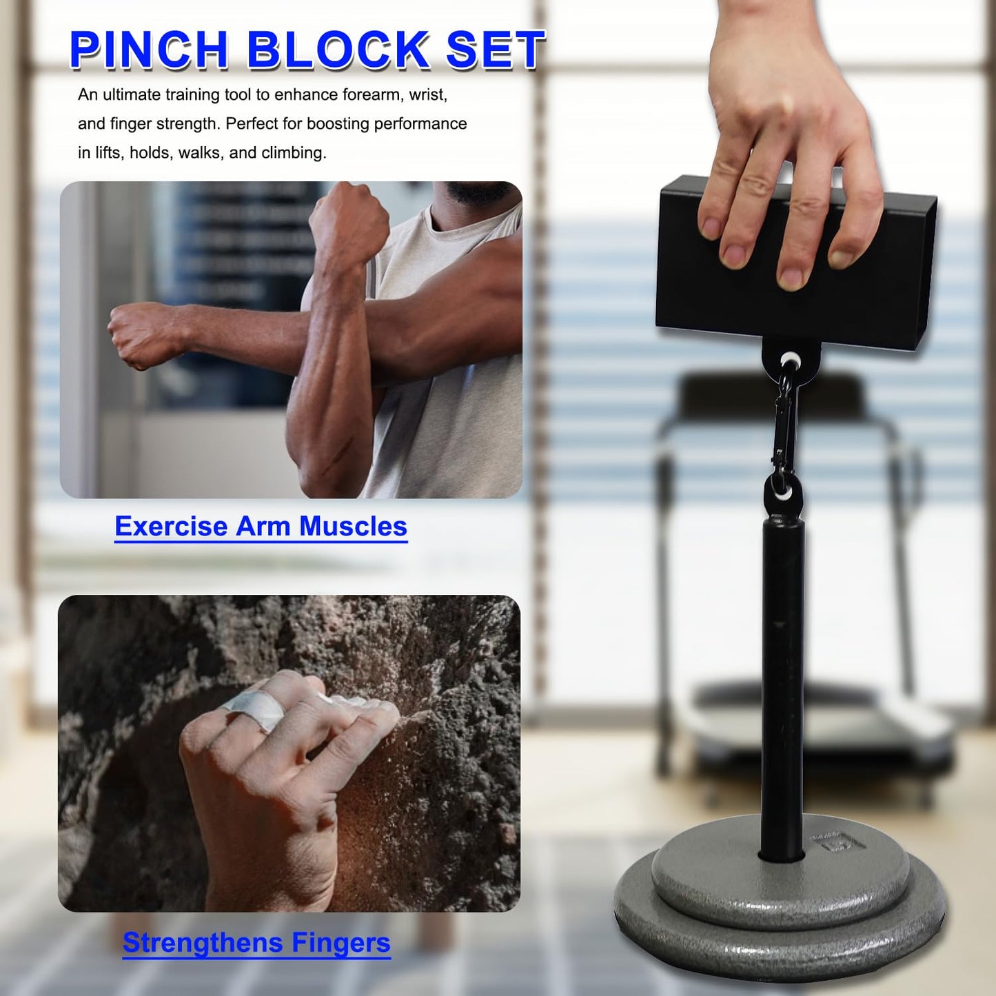Lights Mountain Metal Pinch Block Grip Set with Loading Pin, Pinch Block Grip Workout Rock Climbing Power Grips Forearm Finger Exerciser Strength Training Strengthener Equipment