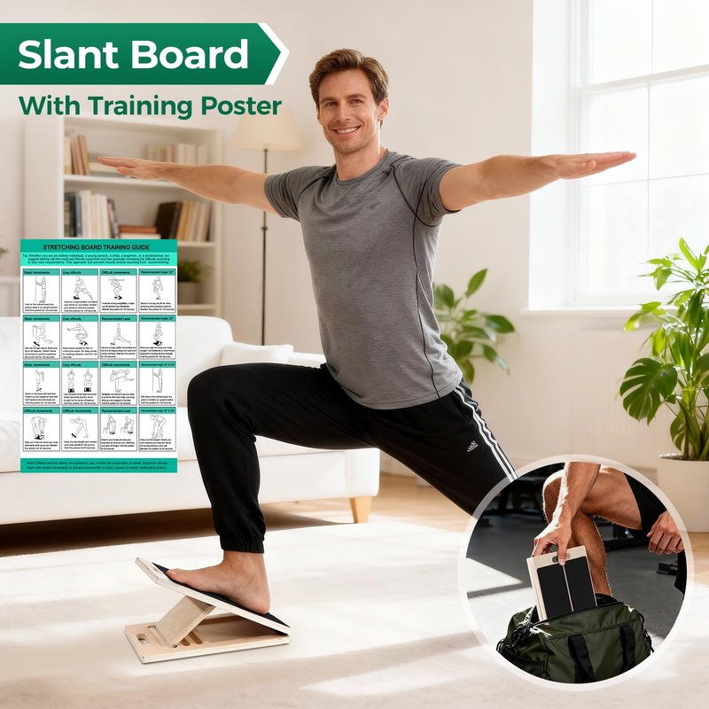 Slant Board for Calf Stretching, Wooden Slant Boards for Exercise, 300 Lbs Weight Capacity Squat Wedge, Premium Calf Stretcher, Physical Therapy Equipment for Rehab & Strength Training