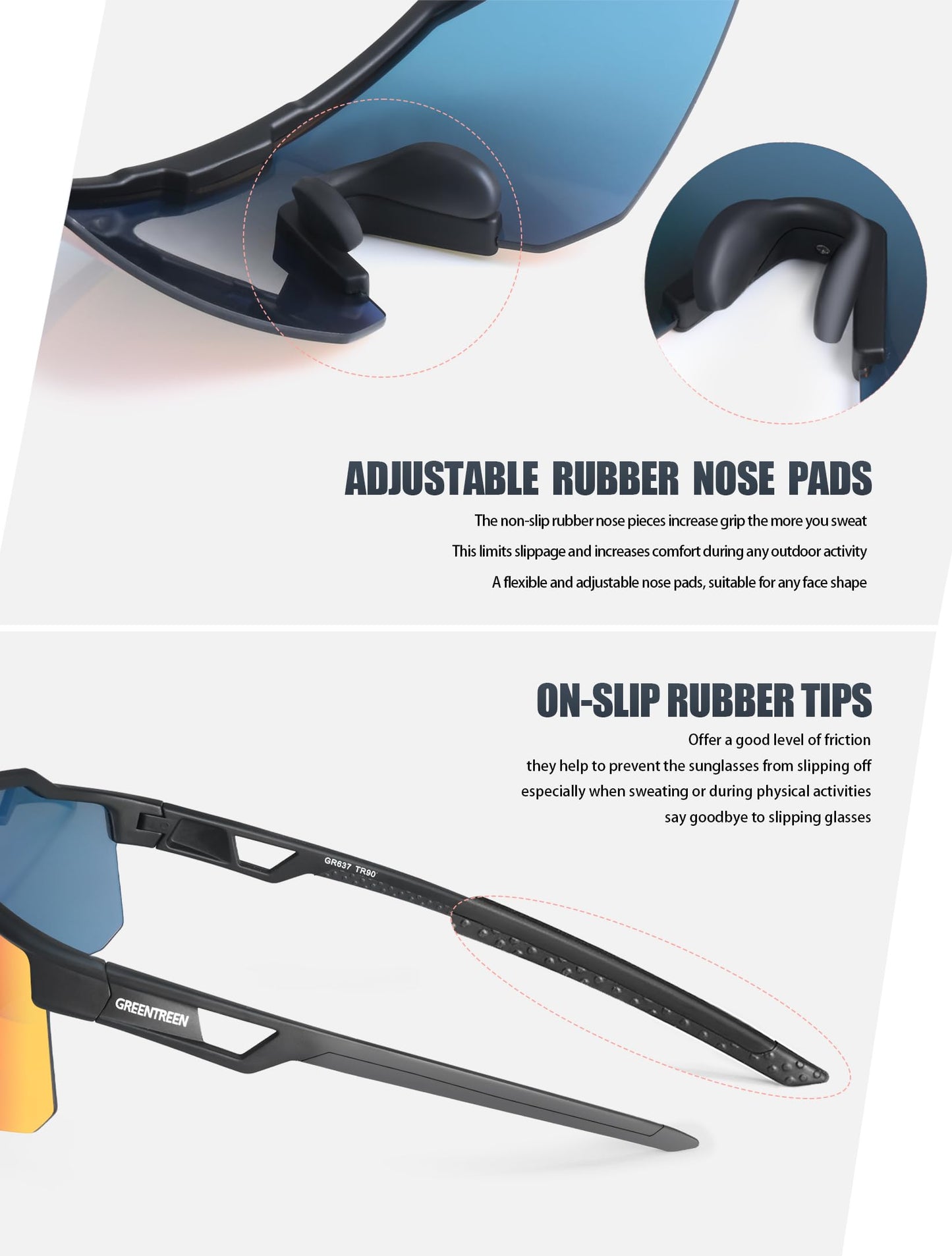GREENTREEN Sports Sunglasses for Men Women: Lightweight Frame Blocks Harmful UVA and UVB rays lenses -Ideal for outdoor running te pickleball Tennis and golf