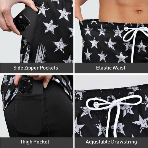 MaciRept Men's Swim Trunks - Quick-Dry Bathing Suits with Compression Liner | Stylish Beach Shorts