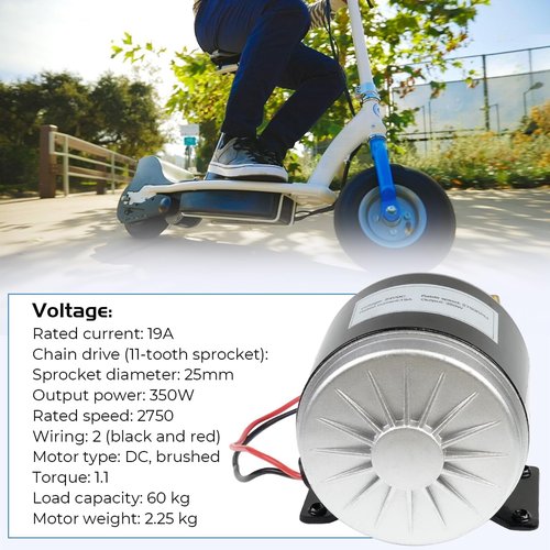 Dexepe 24V Electric Scooter Brushed Motor 350W Compatible with E Scooter Drive Speed Control Razor E300 E300S E325 MX350 MX400 Wind Turbine Go Karts E Bike Chain Drive Permanent Magnet Electric Motor