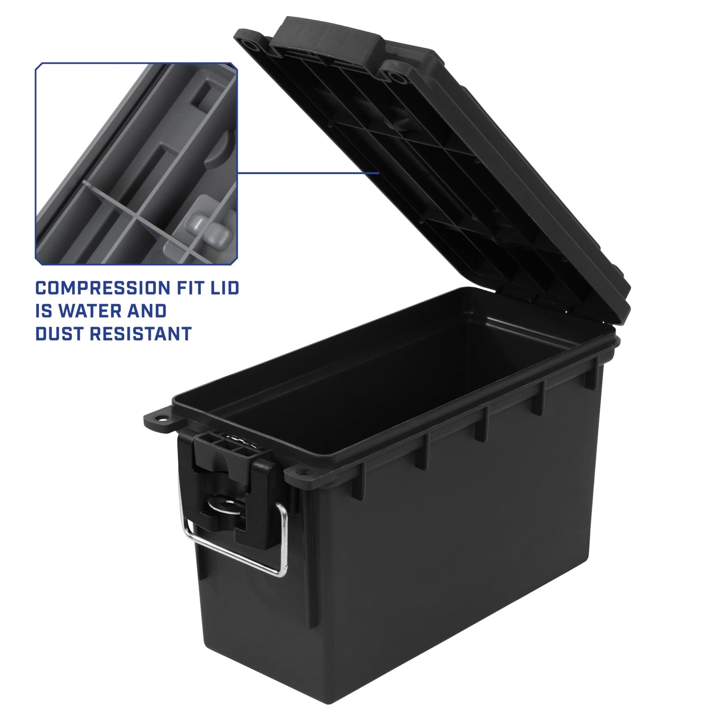 Sheffield 12772 4-Pack Ammo Storage Box, Stackable .30 Cal Field Boxes, Water and Dust Resistant, Lockable Storage Box with Handle, Secures Hunting Gear, Supplies, and Bullets, Made in USA, Black