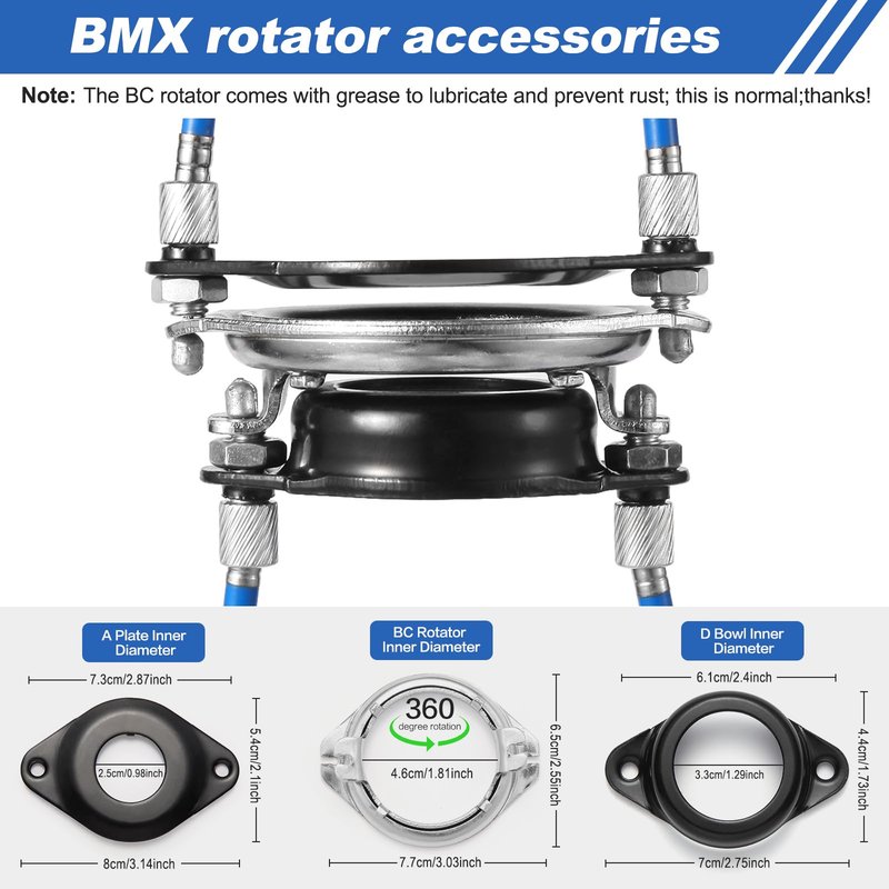 Gionfe BMX Bike Gyro Brake Cables Kit - 1 Set Front + Rear (Upper + Lower) with Spinner Rotor for Most Gyro Systems and 20" Bikes - High-Performance Brake Wire Line & Housing (Blue)，Professional