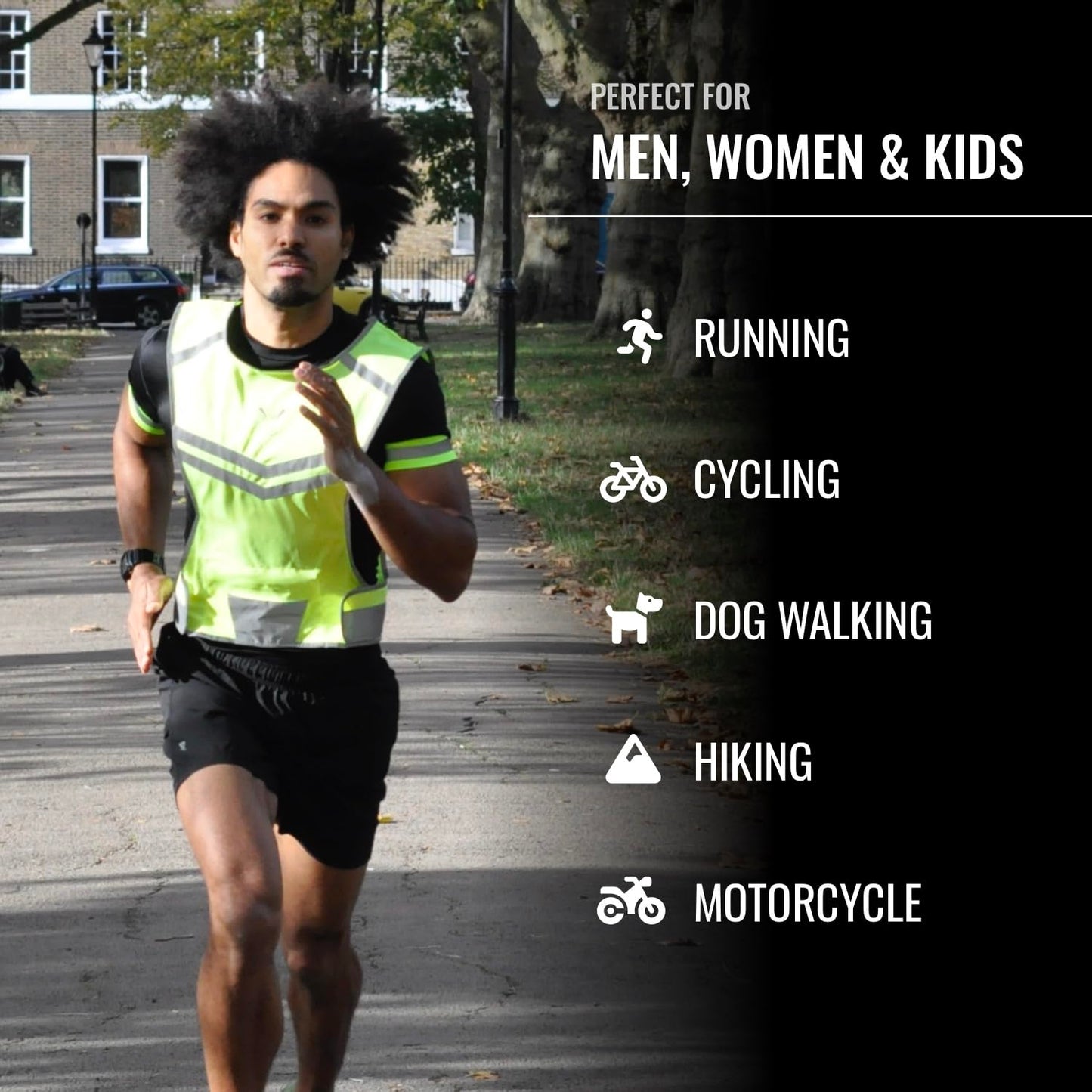 Reflective Safety Vest with Pocket & 2 Bands, High-Visibility Running Vest