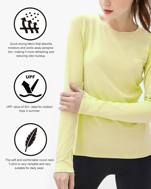 Isnowood Women's Long Sleeve Sun Protection Shirt - UPF 50+ UV Rash Guard for Hiking & Running