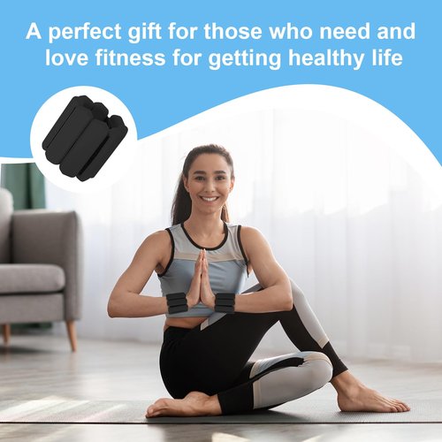 Wrist Weights Set of 2, Wearable Arm & Leg Weights for Women & Men, Adjustable Wrist Ankle Weights for Walking, Yoga, Swimming, Gym, 2lb (Black)