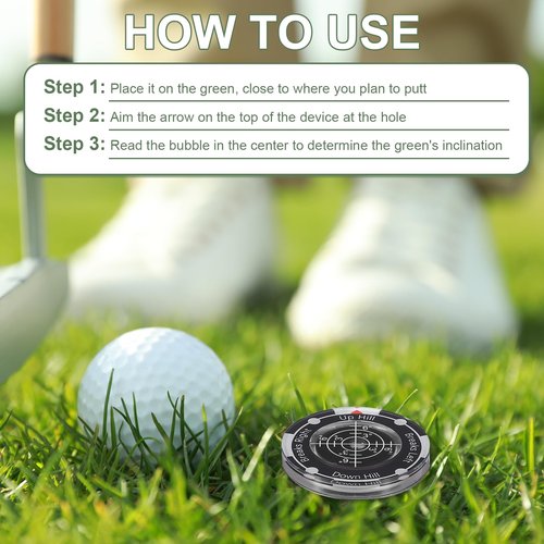 YELARXI 2Pcs Golf Green Reader, Golf Ball Marker with High Precision Green Reading Aid Bubble and Magnetic Cap Clip - Fitting for (Training/Accessories/Gift/Men & Women), Black