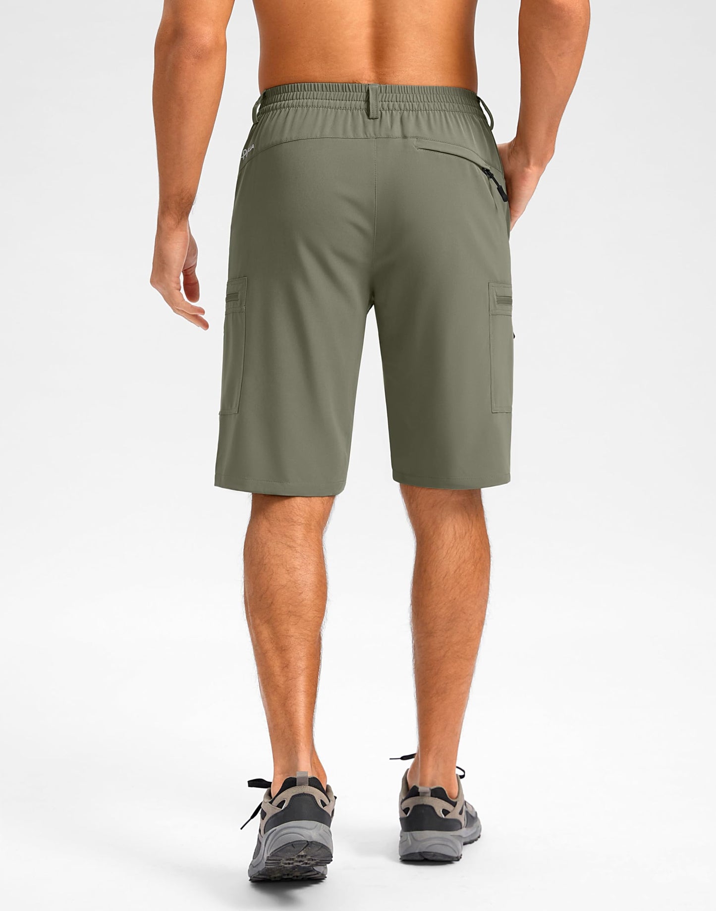 Pudolla Men's Hiking Shorts 11" Lightweight Cargo Work Shorts for Men Summer Travel Golf Casual Outdoor with 5 Pockets(Grey Sage 3X-Large)
