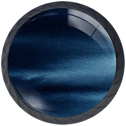 Artinhand 4 Pack Navy Blue Kitchen Cabinet Knobs Round Drawer Pulls Black Dresser Cupboard Door Handles