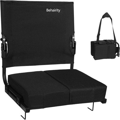 Behairity Portable Stadium Seat - Wide Padded Bleacher Chair with Back Support | Comfortable Folding Design for Sports Events