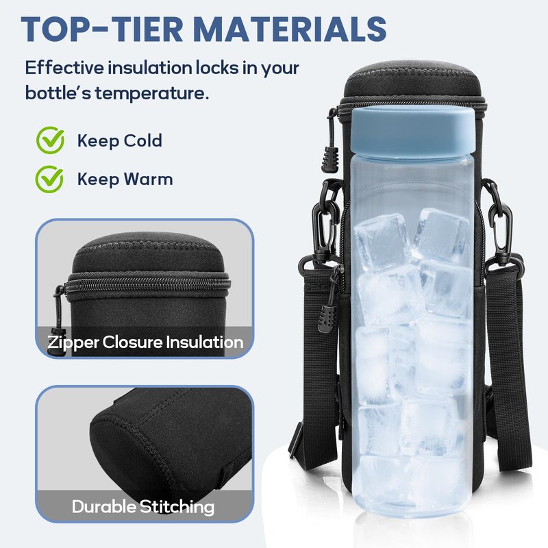 Crossbody Carrier Bag for Owala Water Bottle, Insulated Cup Holder Sleeve for Ninja Portable Blender with Adjustable Shoulder Handheld Strap & 2 Pockets, Travel Gym Camping Accessories for Men Women