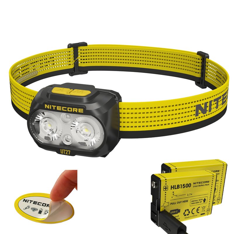 Nitecore UT27 MCT Pro 800 Lumen Running Headlamp USB-C Rechargeable Dual Power with 3 Color Temperatures Red Light Lightweight Trail Hiking Camping Sticker (Black)