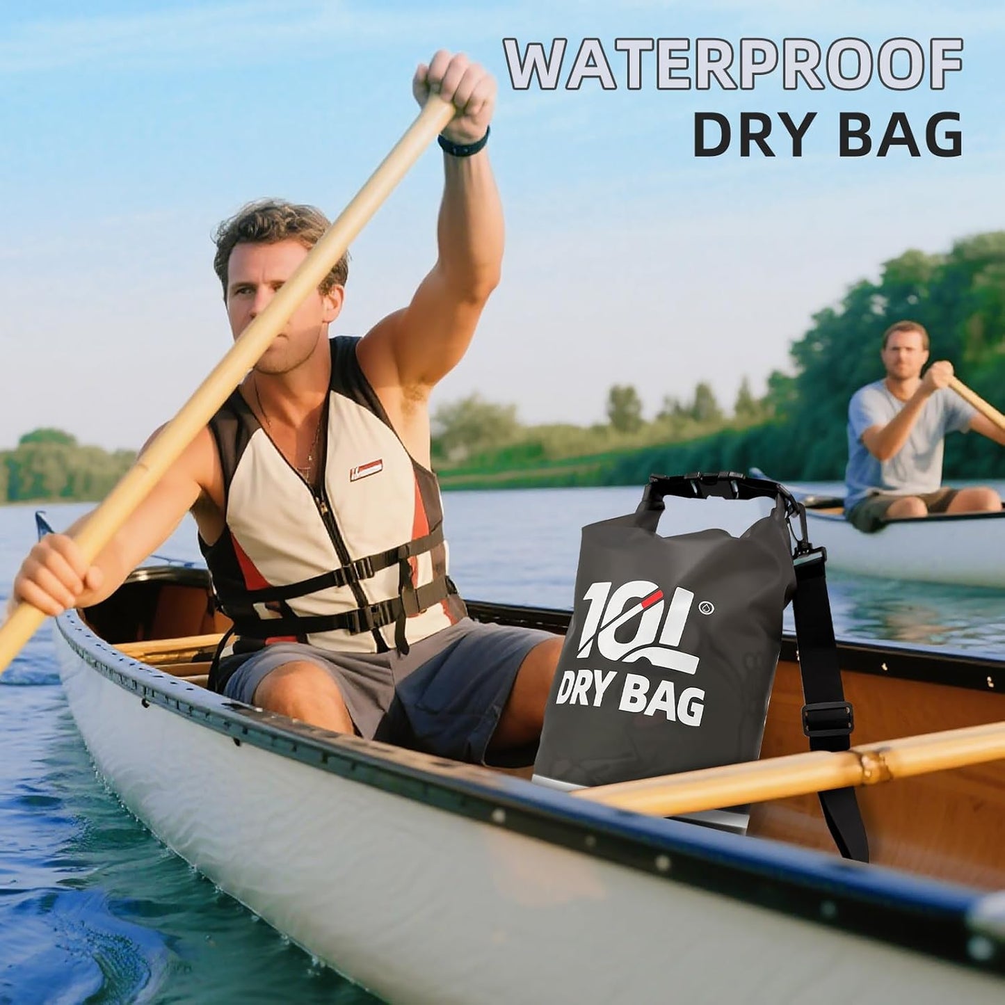 Skiennix Waterproof Dry Bag - 10L Lightweight Roll Top Backpack with Reflective Features & Phone Pouch