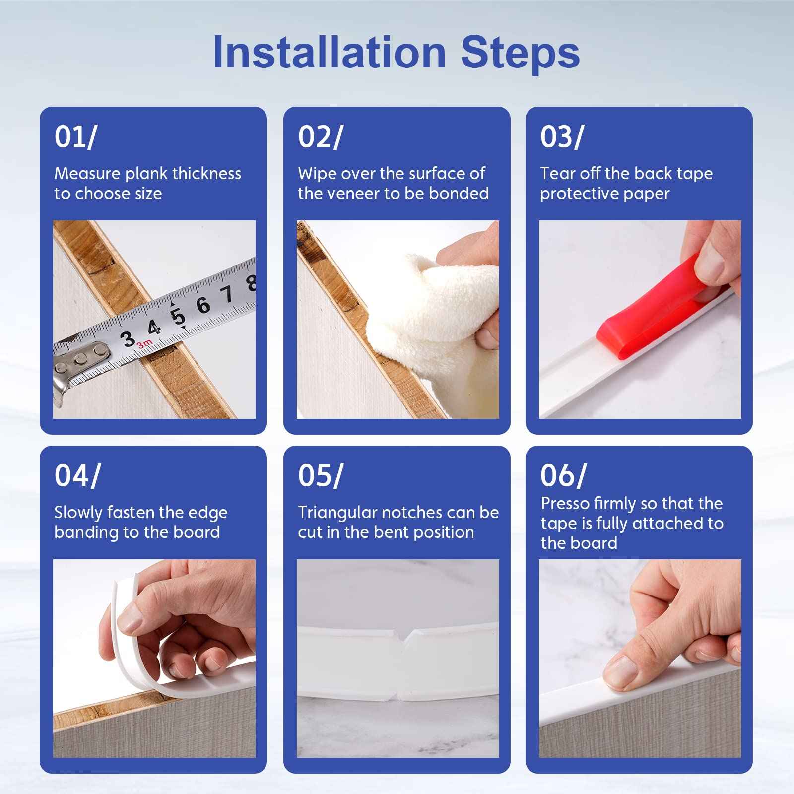 FAKILO U-Shape Edge Banding, 16.4ft TPE Self Adhesive Veneer Edging Trim Flexible Corner Edge Protector, Furniture Edge Strip for Countertop Table Cabinet Shelve Restoration(3/4'' (20mm), White)