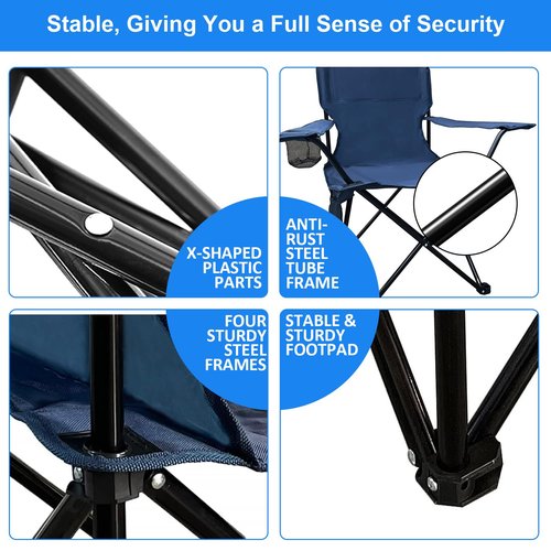 SAILARY Folding Camping Chair with Cup Holder & Side Storage Bag, 300lb Capacity, Lightweight 5.5lbs Portable for Beach, Picnic, Sport, Cyan