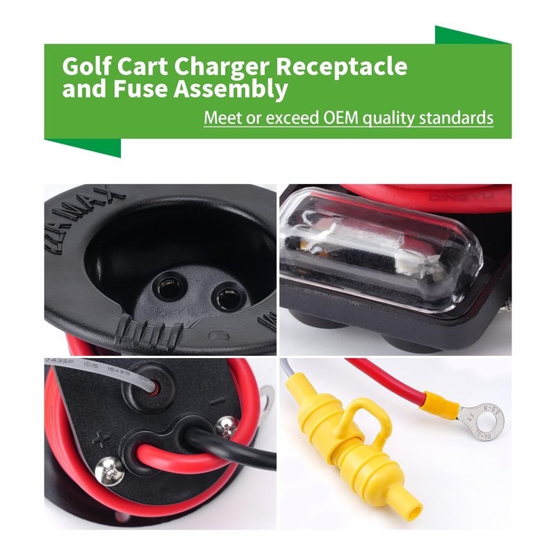 10L0L 48 Volt Golf Cart Charger Receptacle and Fuse Assembly | Electric Golf Cart Parts for Club Car 101802101