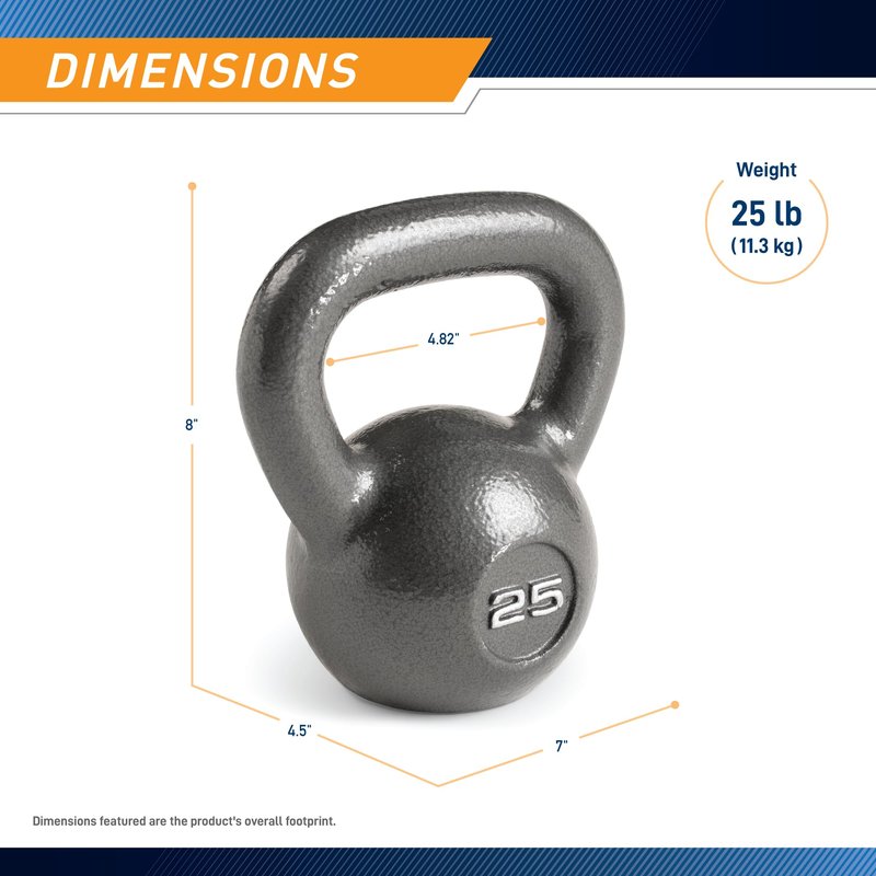 Marcy Hammertone Kettlebells, Ideal Workout WeightsFor Home Gym, Cast Iron, Black, 25lbs HKB-025