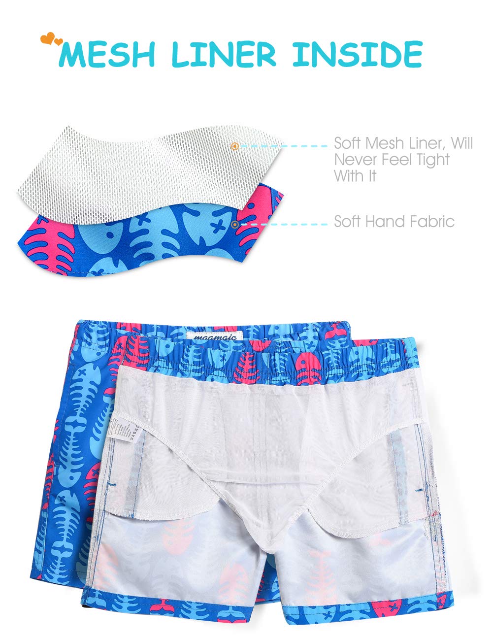 maamgic Boys Swim Trunks Toddler Swim Shorts Little Boys Bathing Suit Swimsuit Toddler Boy Swimwear,Fish-Blue,3 T