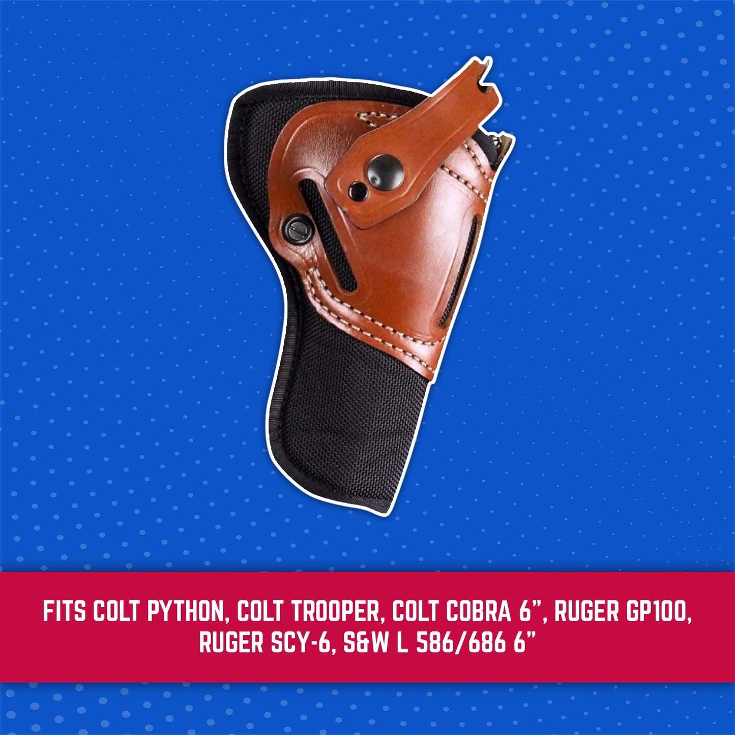 DeSantis Wild Hog Revolver Hybrid Holster - Hybrid Revolver Holster, DeSantis Gun Holster Compatible with Colt Python/Trooper/Cobra 6", Ruger GP100/SCCY 6", S&W 586-L/686 6" - Ambidextrous, Black