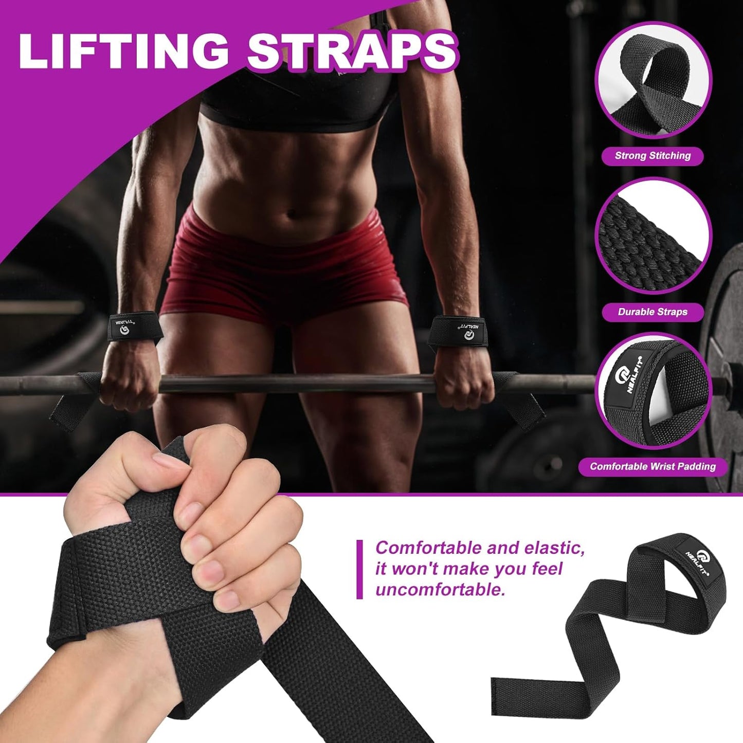 NEALFIT Barbell Pad Set - Heavy Duty Squat Pad with Lifting & Ankle Straps for Weightlifting | Home Gym Essentials