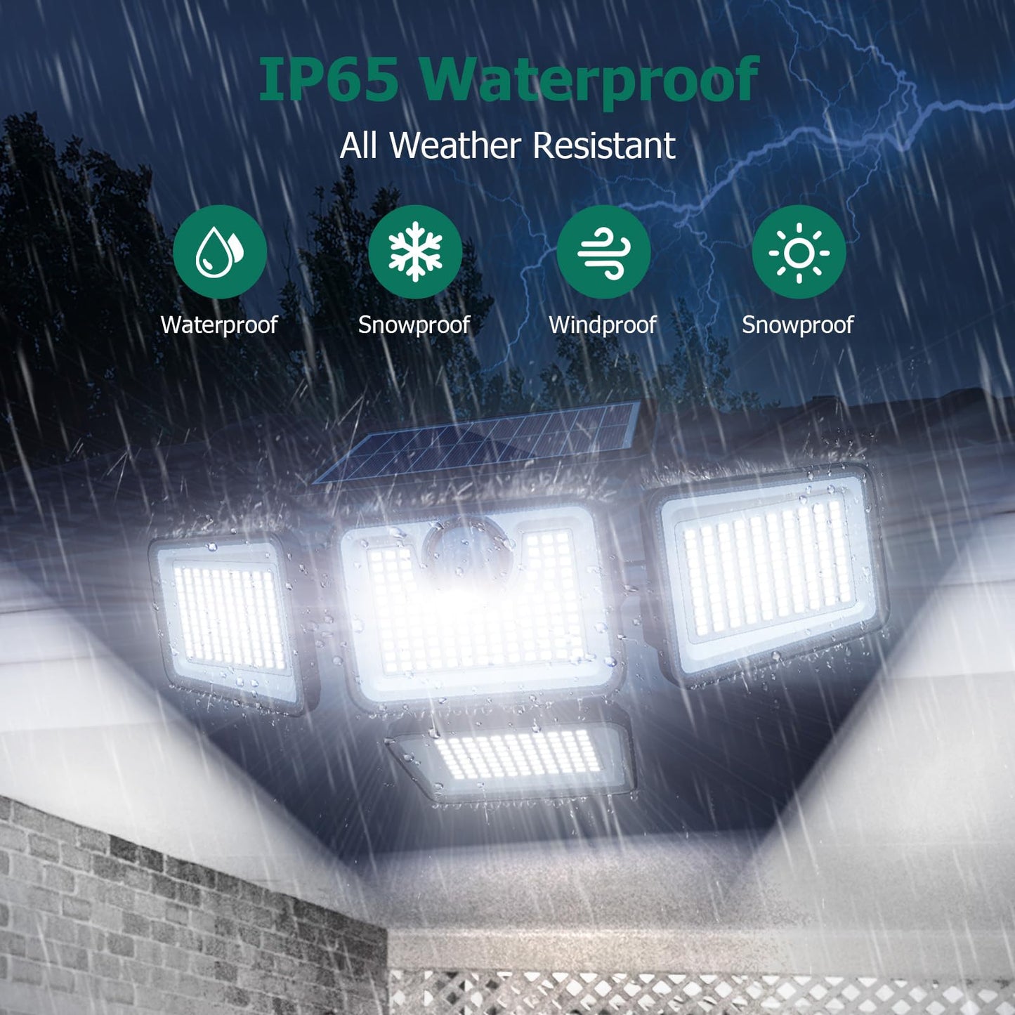 4500LM Solar Lights Outdoor, 4 Adjustable Heads Motion Sensor Lights, 3 Mode, IP65 Waterproof Solar Security Wall Lights, Remote Control Flood Lights, Graden, Outside, Backyard, 1 Pack