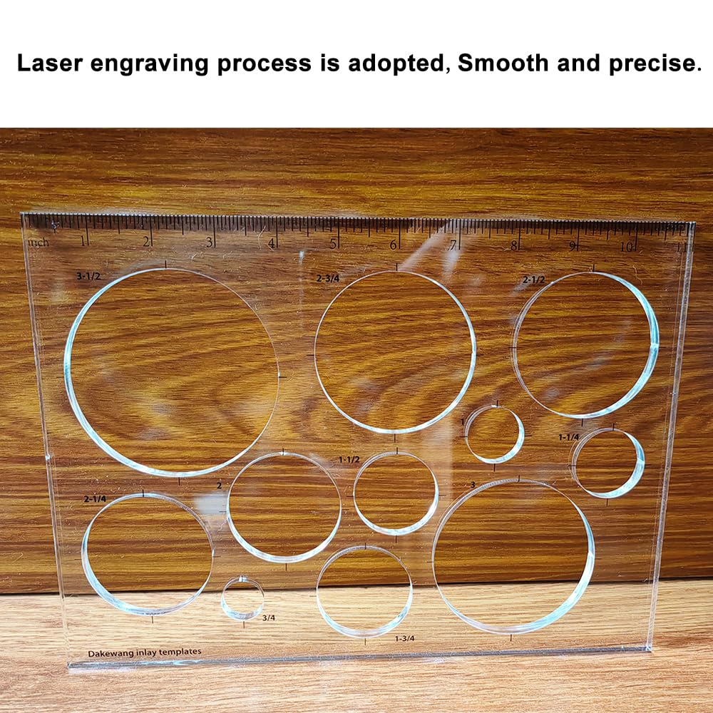 Dakewang 11 * 8 * 0.29 inches Router Templates for Woodworking, 11 in 1 Router Jig Circle Inlay Templates Decorative, Circle Jig Router Template.(Circle Template)