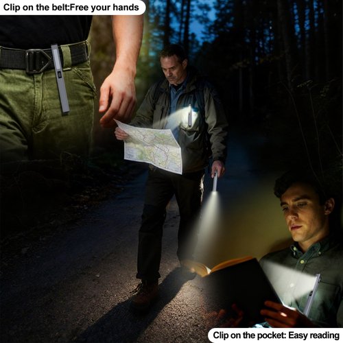 CHICES 2PACK Pen Light Rechargeable Flashlight - COB Small Portable 6 Modes LED Waterproof,Pocket Clip for Home,Car,Emergencies, Inspection,Working,Repair