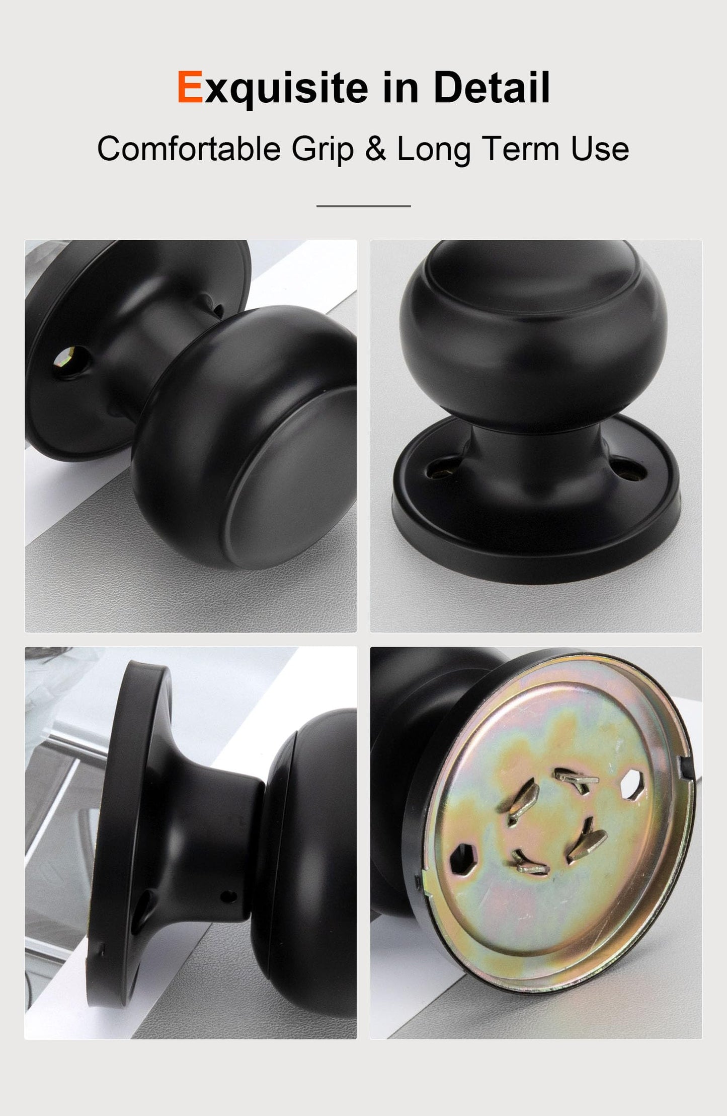 Haidms 1 Pack Black Dummy Door Knob, Half Matte Black No-Turning Dummy Closet Doors Single-Sided Door Locks (2 Pieces/1 Pair)