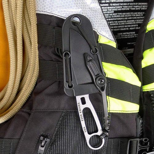 ESEE Imlay SAR Swiftwater Rescue Knife, Sheath, Clip Plate, & Retention Strap (Orange Sheath)