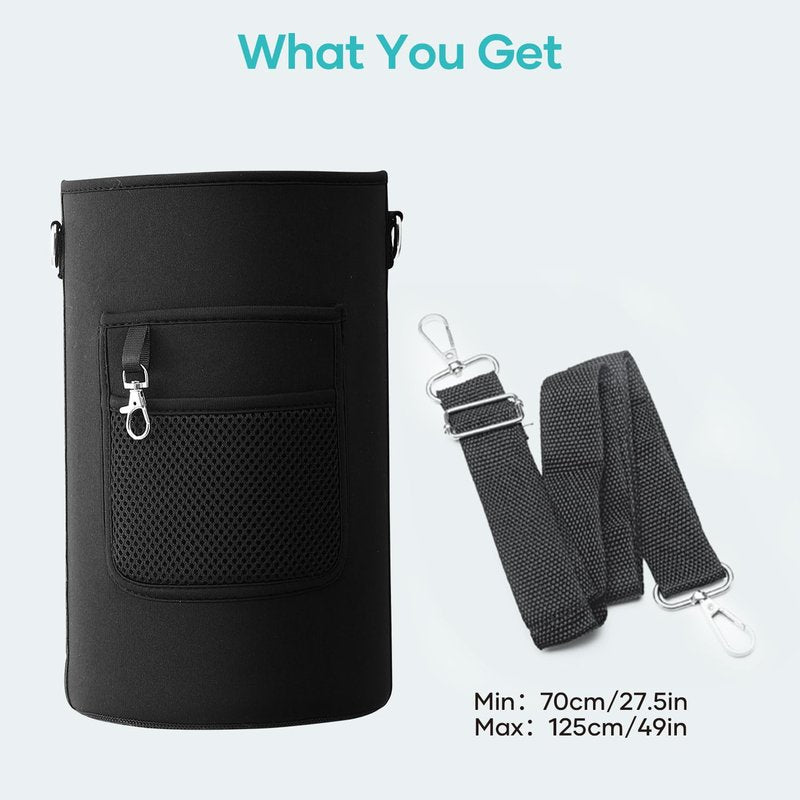 BUZIO Water Bottle Holder Carrying Pouch for Hydroflask 128oz Insulated Bottle- Carry Bag Sleeve with Phone Pocket and Adjustable Padded Shoulder Strap for Men Women Hiking Running Travelling