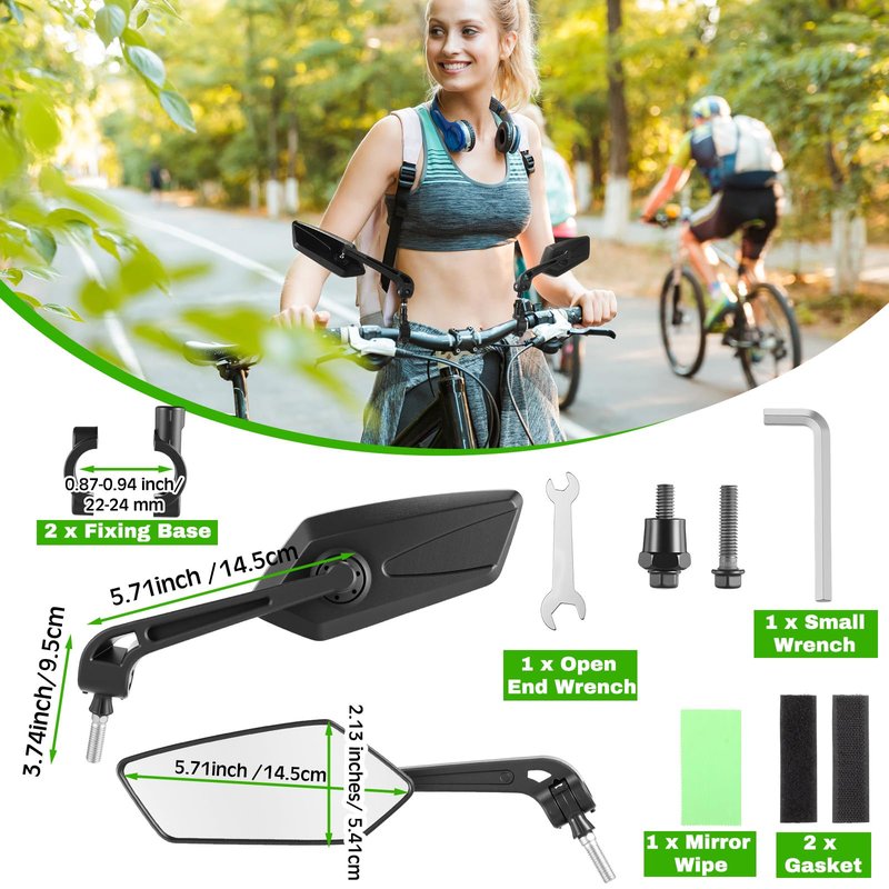 Hestya 2 Pack Bike Mirrors 360° Adjustable Rotatable Bike Handlebar Rear View Mirror Safety Bicycle Rearview Glass with Universal Fit Accessories for Motorcycle Handlebars