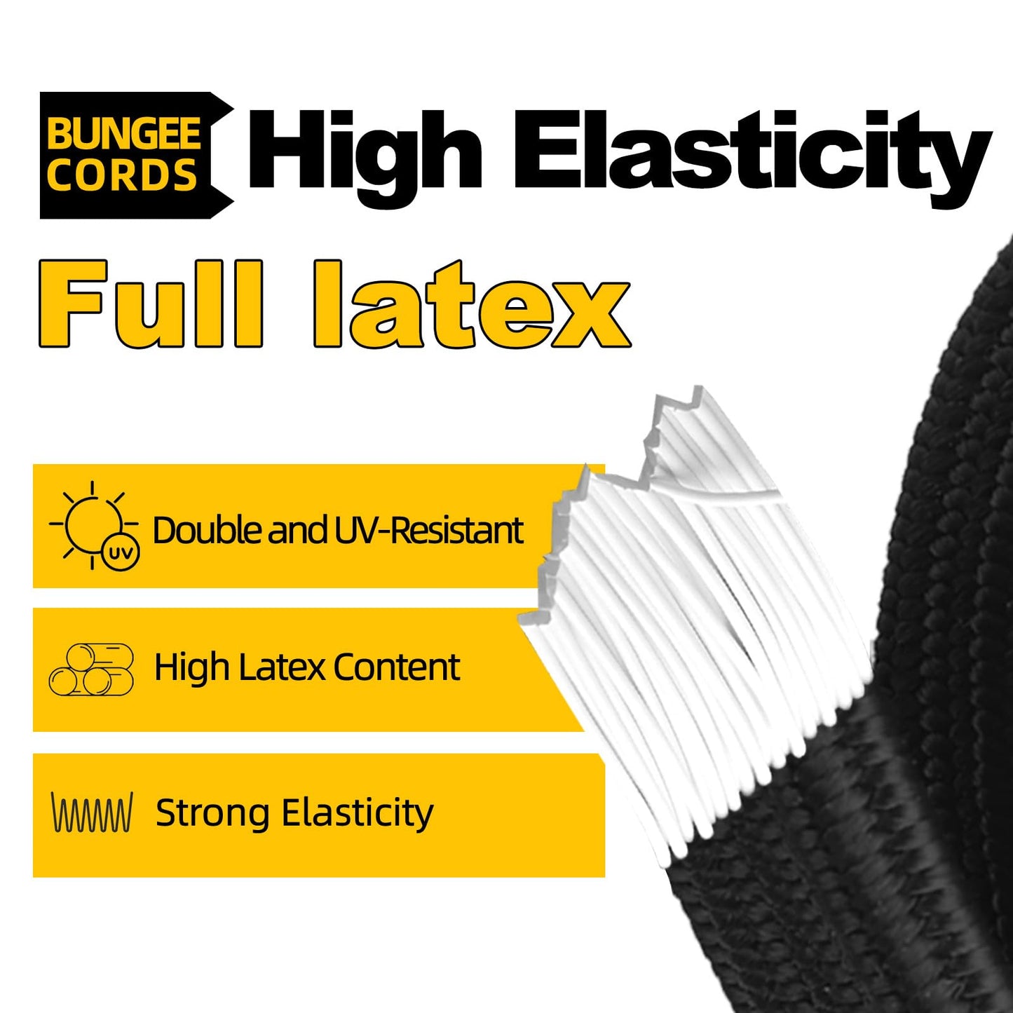 Bungee Cords with Hooks Heavy Duty, 36inch Flat Strong Outdoor Black Bungee Straps, Secure Load Distribution Industrial Grade Bungee Rope for Securing Luggage, Tarps, Tents, Cart, Bike Rack, 4pcs