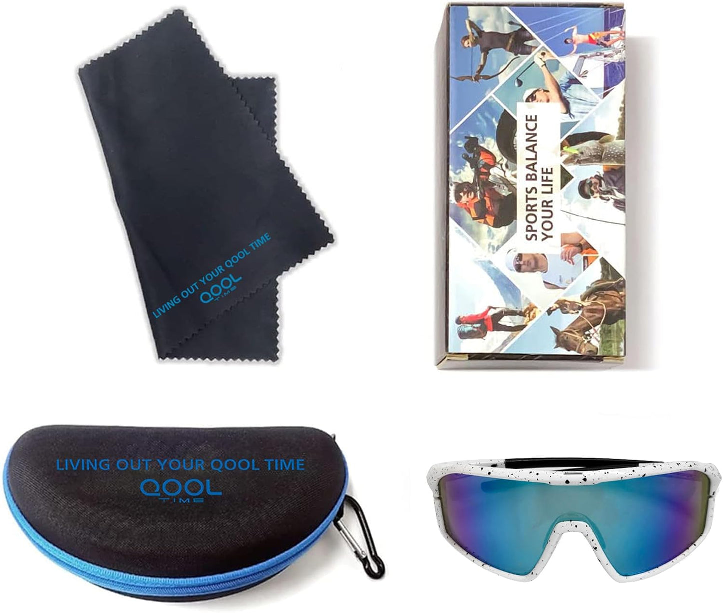 Qool Time Polarized Cycling Sunglasses - Unisex Sports Eyewear for Golf, Running, MTB & Outdoor Activities