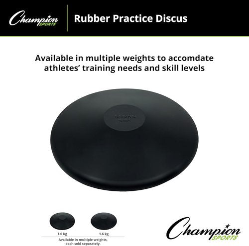 Champion Sports Discus for Practice & Competition - Durable Rubber, Plastic, or Wood Options, Multiple Weights