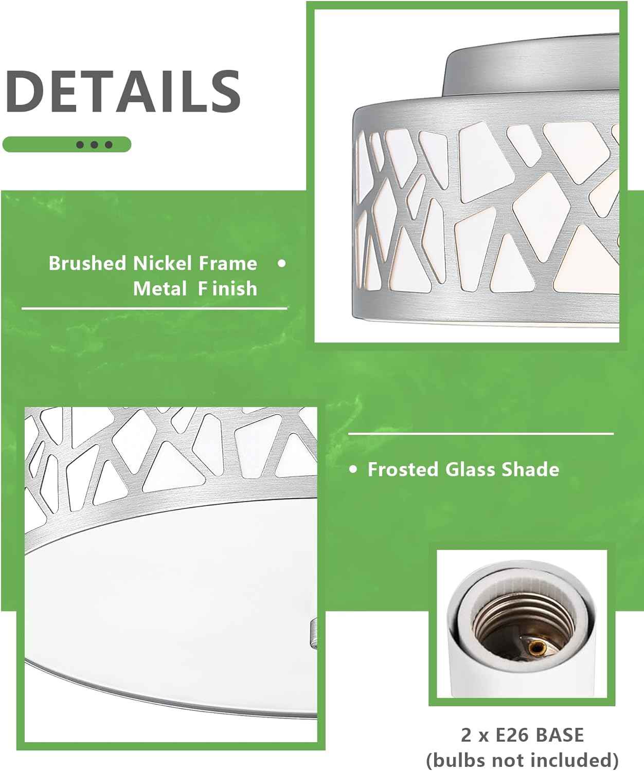 Flush Mount Ceiling Light Fixture 2-Pack - 12-Inch Oil Rubbed Bronze with Frosted Glass Shade for Bedroom, Hallway, Kitchen, Bathroom