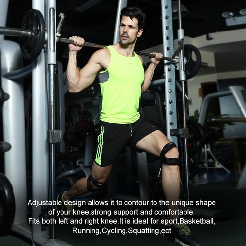 HUEGLO Dual Patella Knee Strap for Knee Pain Relief,Adjustable Neoprene Knee Brace Support for Running, Arthritis, Jumper, Tennis,Injury Recovery,Protection,Black(1 Piece),12'' - 17''