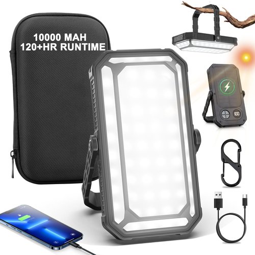 Camping Lantern LED Rechargeable - up to 120+ Hours, 10000mAh Portable Camping Lights with Redlight &12 Light Modes, LCD Display, Dimmable, Waterproof, Camping Lanterns for Power Outages, Hurricane
