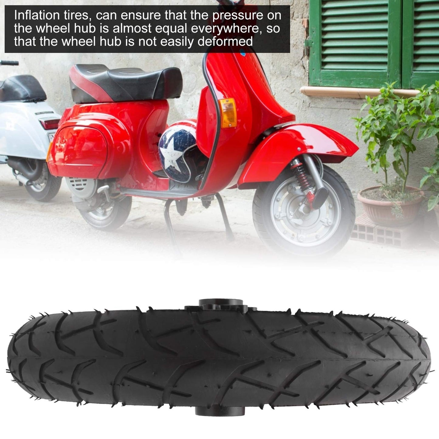 12in Electric Scooter Wheel, Scooter Tire with Wheel Hub Rubber Tyre Replacement 12 1/2X2 1/4