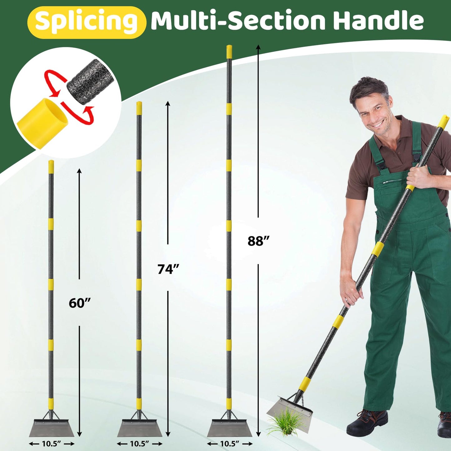 Garden Flat Shovel, Weeding Tool, 60 Inch Multifunctional Garden Cleaning Shovels, Heavy Duty Floor Scrapers Long Handle,Metal Weeding Scraper for Lawn Edging, Ice Scraper, Snow Shovel