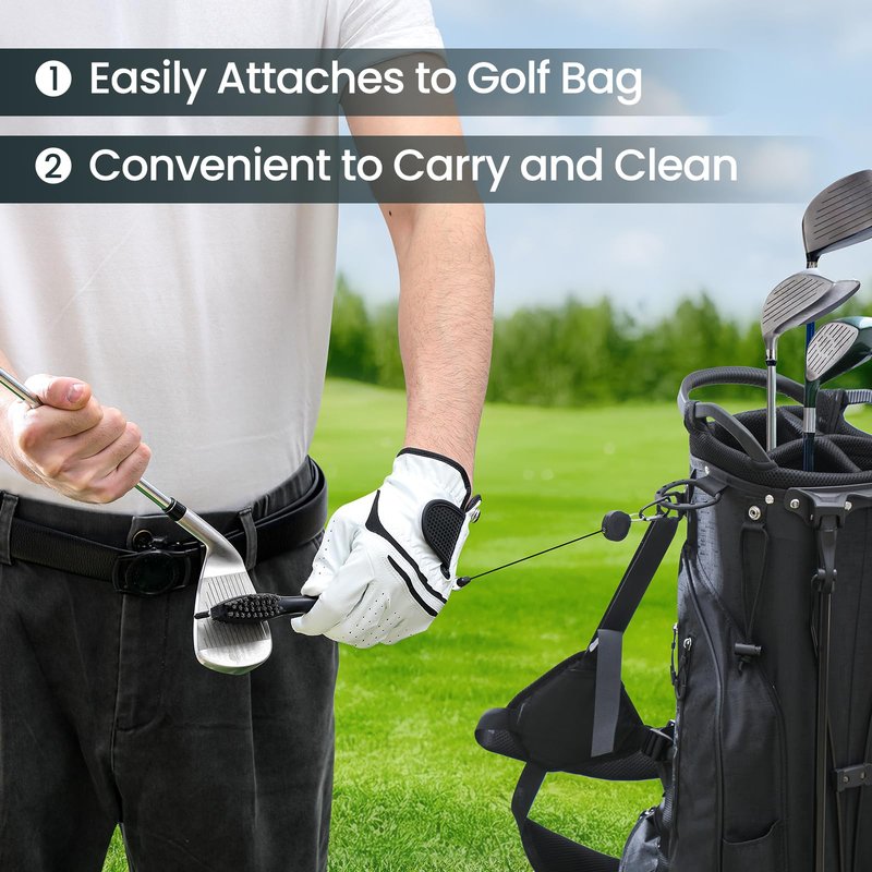 4 Pack Golf Club Brush and Club Groove Cleaner with Retractable Zip-line and Aluminum Carabiner Cleaning Tools , Golf Gifts for Men, Golf Accessories, Golf Ball Cleaner, Easily Attaches to Golf Bag