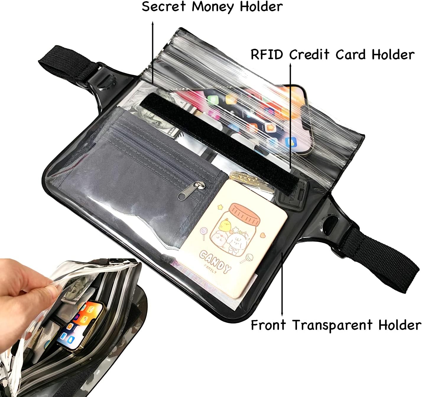 Skiennix Waterproof Waist Pouch - Dry Belt Bag Fanny Pack for Keys, Wallet, Phone | Black